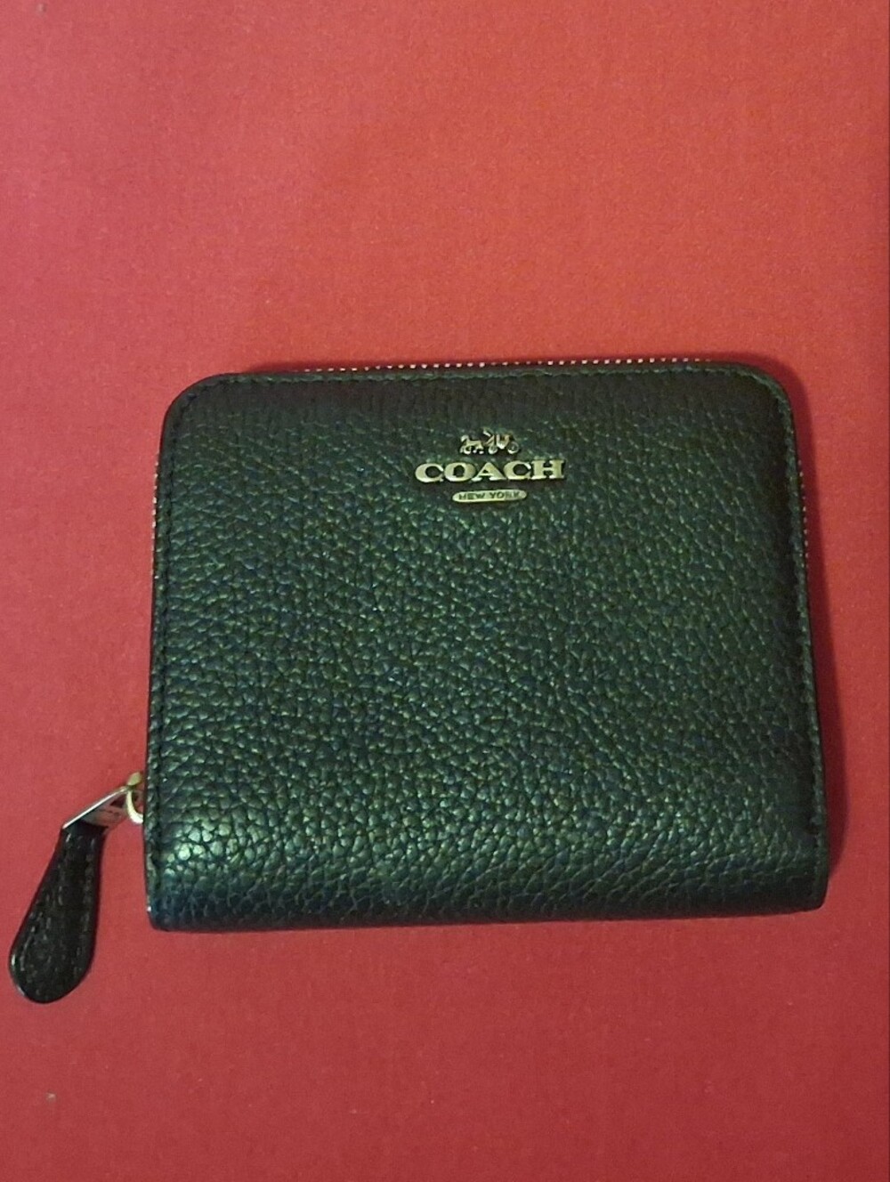 Authentic Like New - Coach Black Pebbled Leather Zip Wallet
